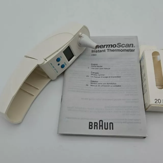 Vintage 1997 Braun ThermoScan One-Second Ear Thermometer HM-3 Genuine & Filters