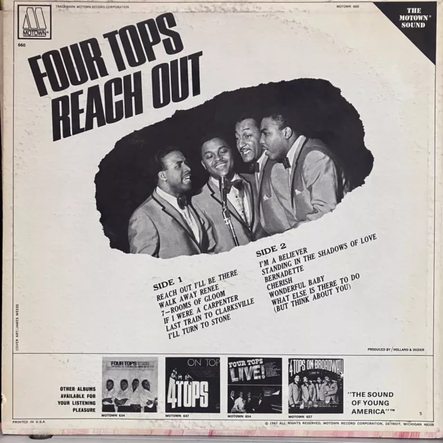 Cuatro Tops Reach Out Motown 660 Lp Vinilo Mono Probado