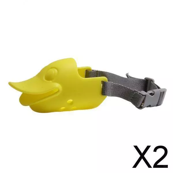 2X Luminous Dog Muzzle Duckbill Duck Face Lip Adjustable Mouth Cover Yellow S