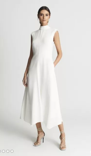 Reiss Livvy Open Back Midi Dress White size 8 BNWT rrp£228