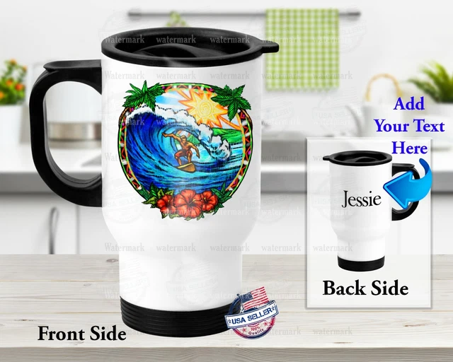 Vacation Tropical Surfer - Stainless Steel Thermal 14oz Insulated Travel Mug