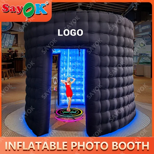 Gabinete de cabina de fotos inflable 360 giros SAYOK LED portátil para fiesta 8,5 pies