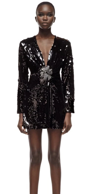 BNWT ZARA LIMITED Edition Black Sequin Dress With Contrast Bead Applique  Size S 41.26 - PicClick UK