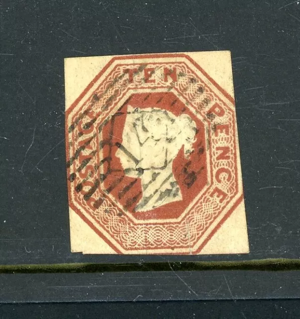 GB 1847/54  Embossed 10d Brown  (SG 57)  Cut Square, fine-used   (P118)