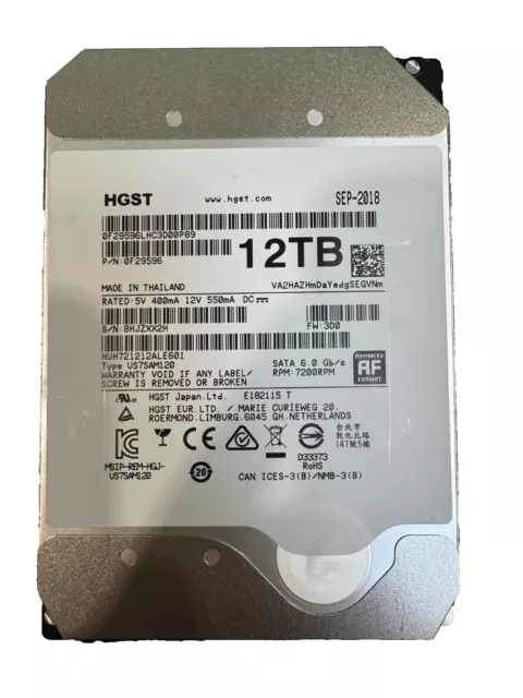 HUH721212ALE601 - Disque dur Hitachi 12 To 7,2K 6G SATA 3,5" - HGST / WD