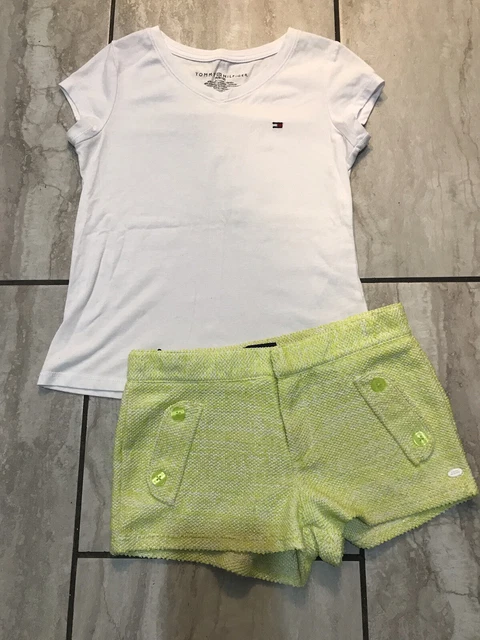 Girl’s Size Medium 8/ 10 White/ Yellow Tommy Hilfiger Short Set