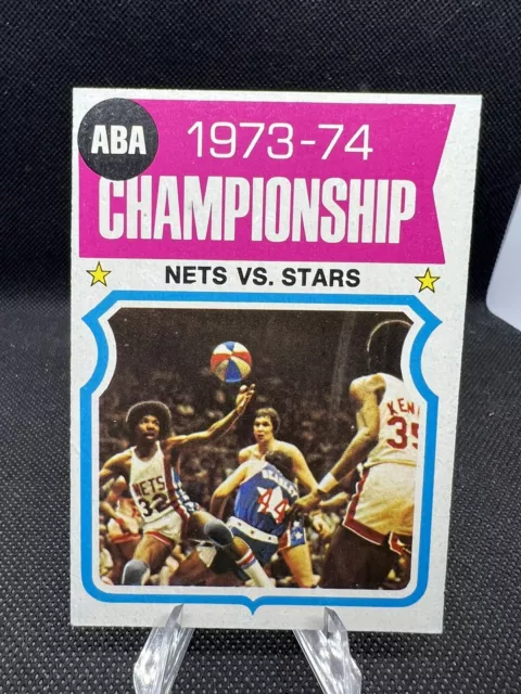 1974-75 NBA Topps ABA Championship # 249 Nets vs Stars Julius Erving Vintage - B