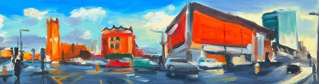 Liam Spencer Del Norte Artista Original Aceite Pintura Arte Deansgate Manchester