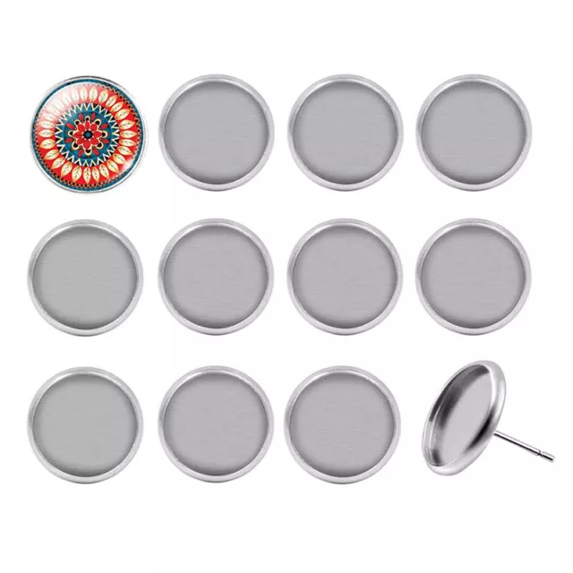 20X Blank Stud Earring Base Setting Round Cabochon Tray DIY Jewelry Making Craft