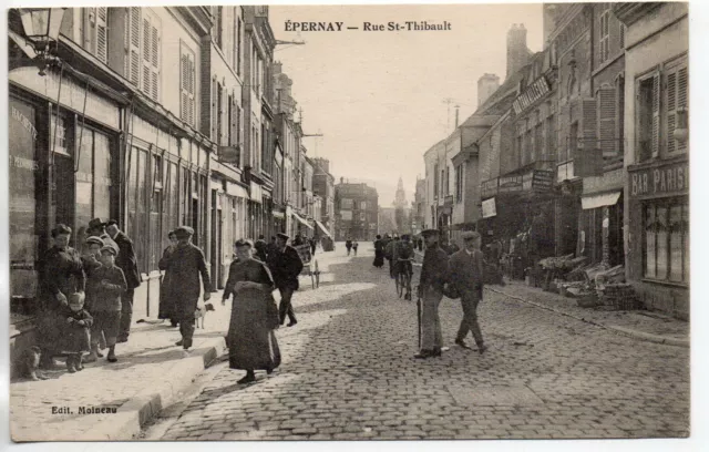 EPERNAY - Marne - CPA 51 - Rues et Places - Rue St Thibault - Librairie Bar