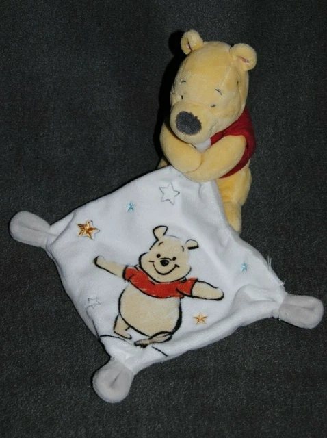 Peluche Doudou Winnie L'ourson Mouchoir Blanc Gris Etoiles  DISNEY BABY NICOTOY