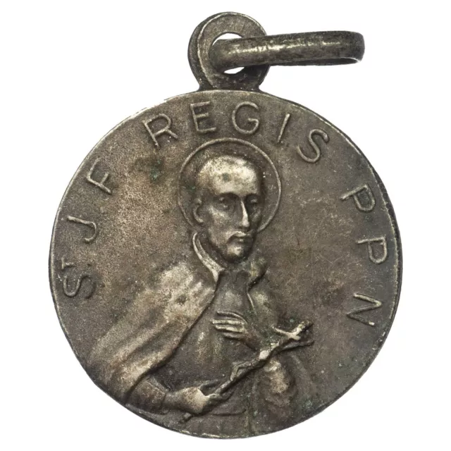 France religious medal Saint Jean François Régis silvered bronze