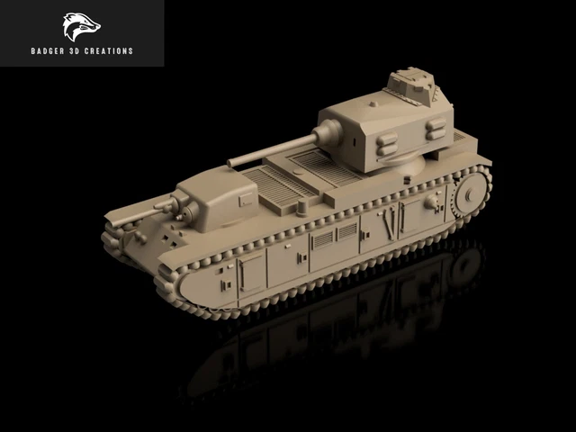 FCM F1 - 1/72 - WW2 French Army - 3D Printed Military Model - Resin