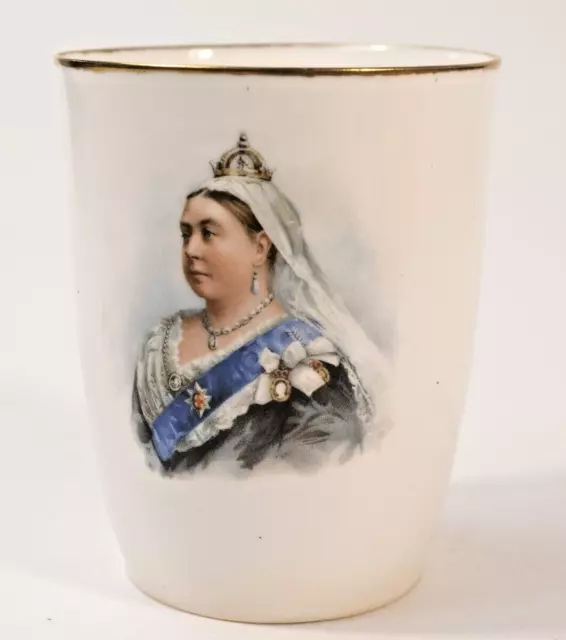 Antique Doulton Burslem Queen Victoria Diamond Jubilee China Beaker,1897. VGC.