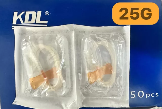 50pcs Safety Blood Collection Butterfly 25g Winged Blood Test Draw Kit VET