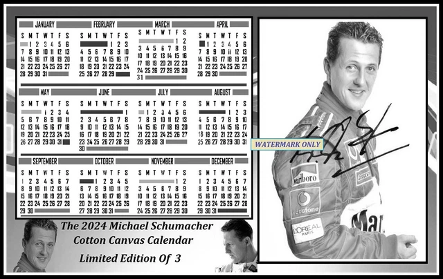The 2024 michael schumacher signed cotton canvas calendar limit 