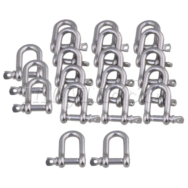 20 Pieces 26x22mm Silver 304 Stainless Steel M4 D Shackle Rigging Tool
