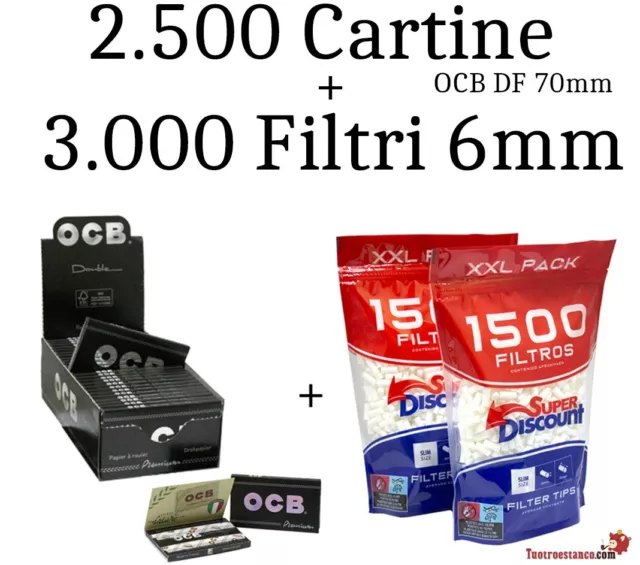 2.500 Cartine OCB Doppia Finestra 70mm + 3.000 Filtri 6mm