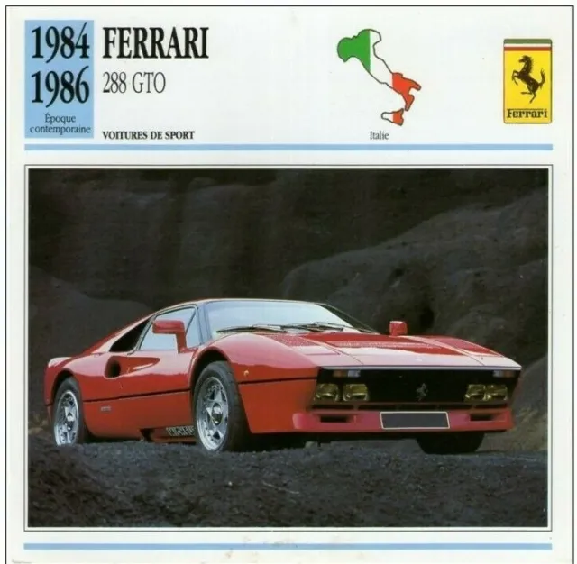 Fiche Technique Voiture - 1984 / 1986 Ferrari 288 Gto