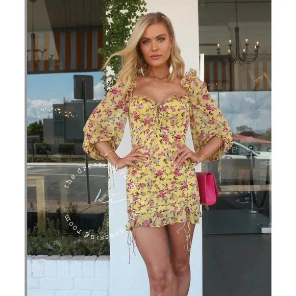For love and deals lemons yellow floral dress