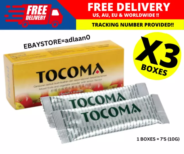 3 Boxes Tocoma Fruits & Vege Powder (7s) Detox Colon Cleansing For Healthy Colon