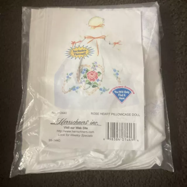 Vintage Herrschners Exclusive Craft Creations Rose Heart Pillowcase Doll