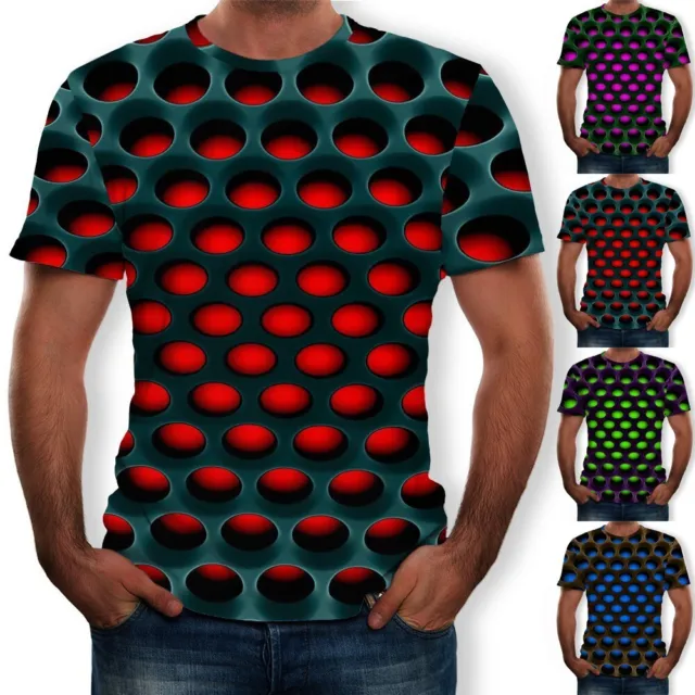 Divertente 3D T-Shirt Uomo Donna Colorati Stampa Manica Corta Casual Tee Blusa