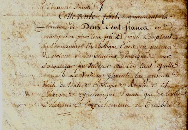 1794 Pergament Breteuil Von Girancourt Maître De Forges Vertreibt Ein Pré Rechts