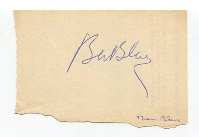 Ben Blue Signed Page Cut Autographed In 1952 Actor