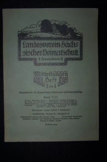 Landesverein sächsischer Heimatschutz DRESDEN 1924 heft 3 - 4 band XIII