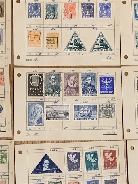 Briefmarken Lot Holland Niederlande uralt 16 Seiten aus einem Album 6
