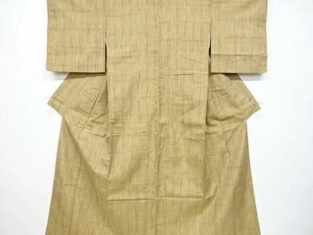 6501216: Japanese Kimono / Antique Kimono / Tsumugi / Woven Grid
