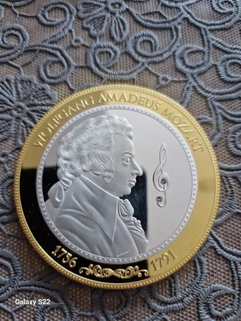 Amadeus Mozart Große Medaille silber teilvergoldet, selten Wien Klassik PP 70mm