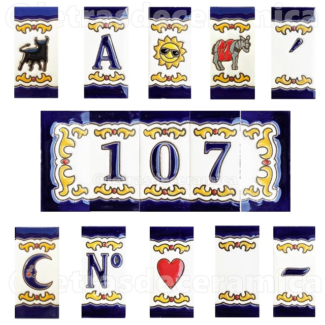 Spanish Ceramic tile letters - House ceramic numbers - Numbers and Letters - 9