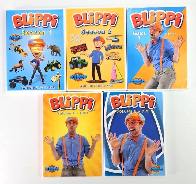 BLIPPI DVD SET Seasons 1-5 Educational Videos for Kids Volumes 1 2