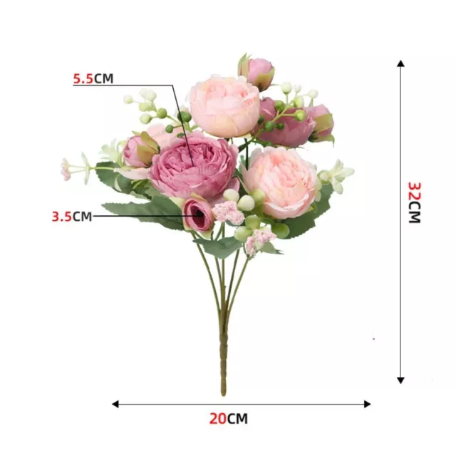 Rose Petites pivoines Rose blanche Fausses fleurs  Jardin Mariage 2