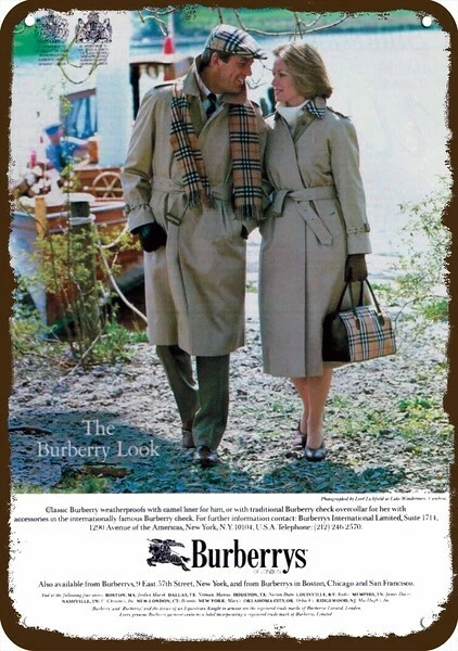 1984 BURBERRYS OF LONDON TRENCHCOATS Vintage Look ** REPLICA METAL SIGN **