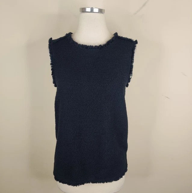 Banana Republic Blue Fringe Trim Sleeveless Top Small Womens