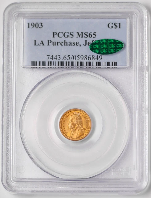1903  $1 Dollar Gold Coin  Jefferson Louisiana Purchase LA PCGS MS-65 CAC