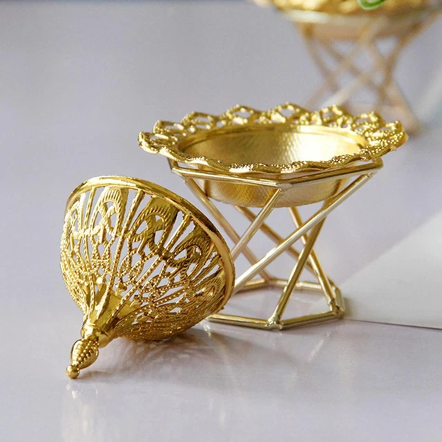 Golden Burner Hollow Censer Metal Holders Electroplate for Home