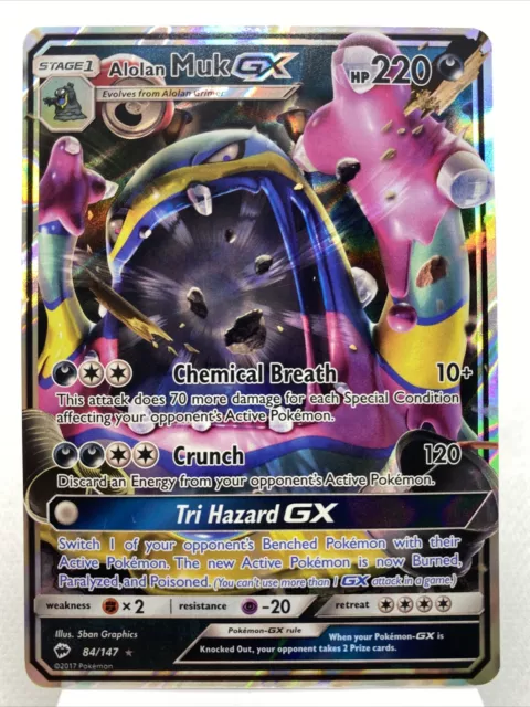 Alolan Muk GX 84/147 - Ultra Rare Holo - S&M Burning Shadows Pokemon Card MINT