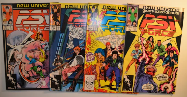 PSI Force Lot of 4 #3,13,16,Annaul 1 Marvel Comics (1987) 1st Print Comic Books