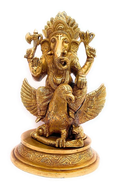 Statue De Ganesh En Laiton - Idole Ganesha Ganpati Murti - Décoration D'entrée Style Indien - AMILUV COLLECTIONS