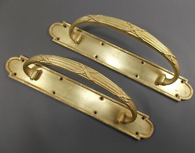 Outstanding 1800s pair Bronze Door Handles hardware French solid & heavy