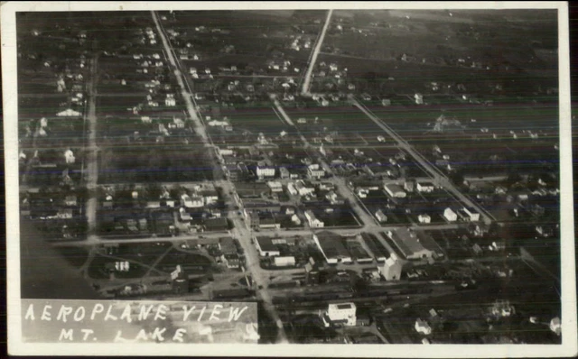 Minnesota? Airplane View Mt. Lake c1920s Real Photo Postcard