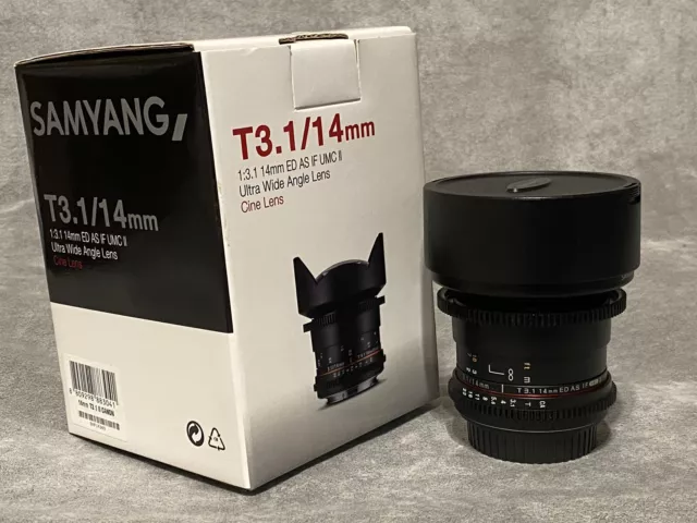 Samyang 14mm T3.1 ED AS IF UMC cine lens for canon EF mount.