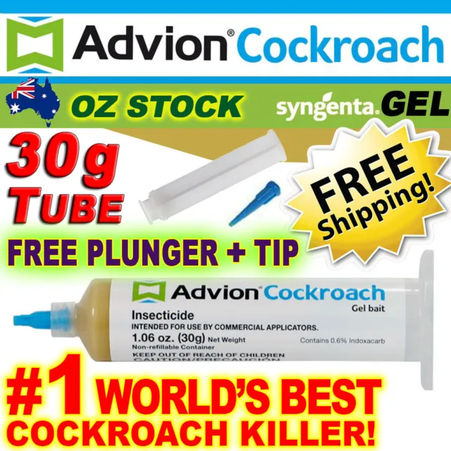 Genuine Advion Cockroach Gel Syngenta 1x 30g Plunger/Tip Kill Roach Bait Control