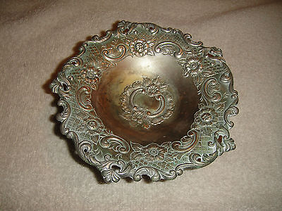Vintage Victorian Style Silver Candy Dish Intricate Floral Etchings Footed