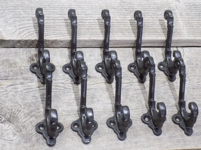 10 Black Coat Hooks Iron Antique Look Hat Hook Restoration Small Victorian Bath