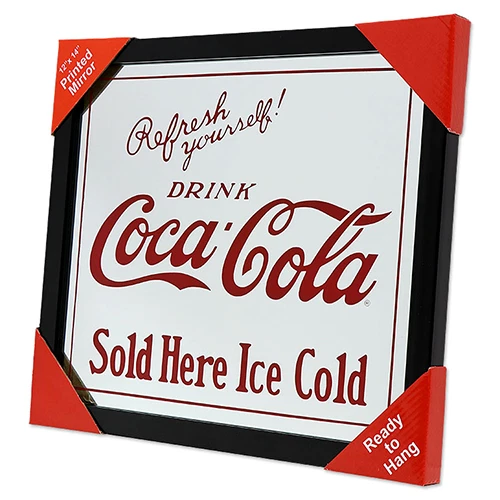 PRINTED COCA COLA Sold Here Ice Cold Coke Mirror Man Cave Garage Shed ...